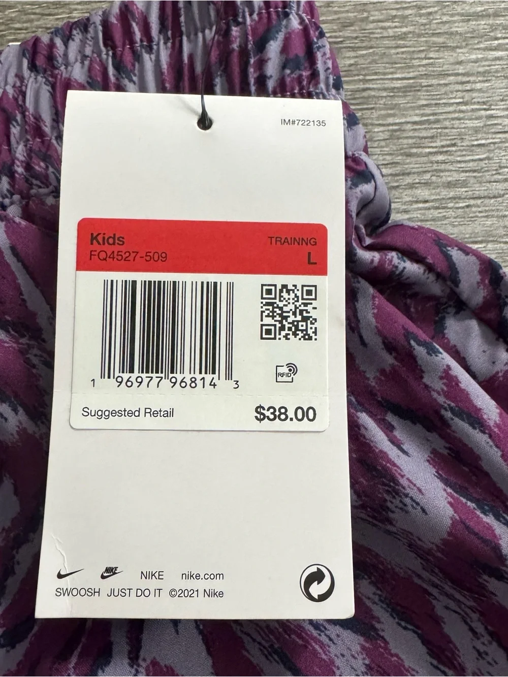 Nike One Kids Girls Woven Shorts Dri-fit Purple Sz L Brief Lined